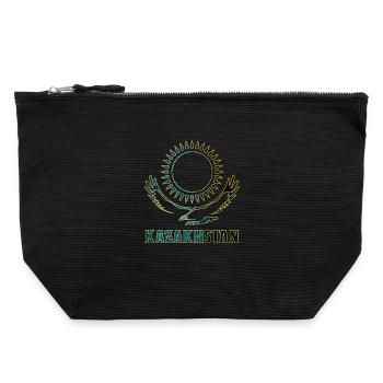 Kazakhstan steppe eagle gift - Canvas Zip Pouch 22 x 23 cm - black - Front