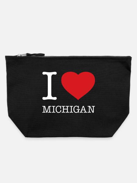 I LOVE MICHIGAN - Canvas Reißverschluss-Täschchen (22 x 23 cm) - Schwarz