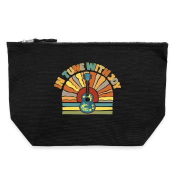 In tune with Joy - Retro Sunset and Ukulele - Canvas Zip Pouch 22 x 23 cm - black - Front