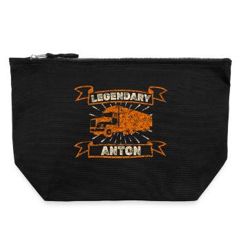 Anton - Canvas Reißverschluss-Täschchen (22 x 23 cm) - Schwarz - Vorne