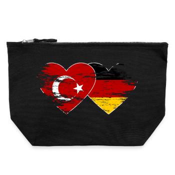 Turkey Germany Flag used heart - Canvas Zip Pouch 22 x 23 cm - black - Front