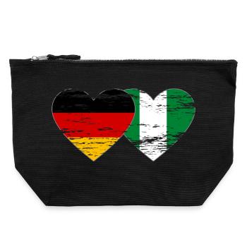 Germany Nigeria flag heart used - Canvas Zip Pouch 22 x 23 cm - black - Front
