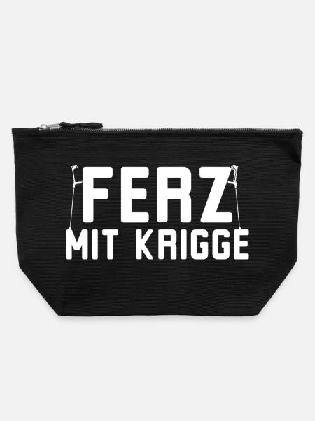 Ferz mit Krigge Hessisch Hessen Dialekt - Canvas Reißverschluss-Täschchen (22 x 23 cm) - Schwarz