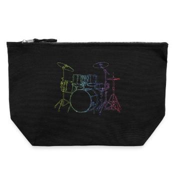 Drumset Sticks Schlagzeuger Schlagzeug Drummer - Canvas Reißverschluss-Täschchen (22 x 23 cm) - Schwarz - Vorne