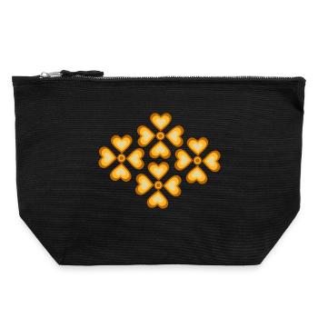 Motif floral rétro hippie des années 70 - Pochette zippée en toile 22 x 23 cm - noir - Devant