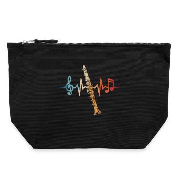 Clarinet, heartbeat, clarinetist, musician - Canvas Zip Pouch 22 x 23 cm - black - Front