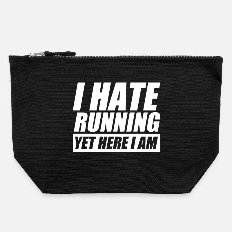 Je déteste courir drôle courir coureur de jogging - Pochette zippée en toile 22 x 23 cm - noir