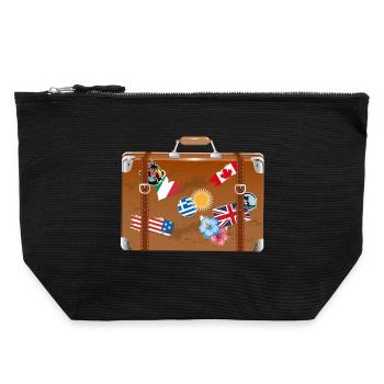 old travel suitcase with stickers from various countries - Canvas Zip Pouch 22 x 23 cm - black - Front