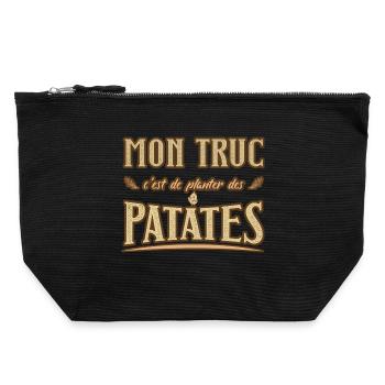 Mon truc c'est de planter des patates humour - Pochette zippée en toile 22 x 23 cm - noir - Devant