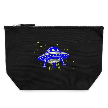 UFO – Visit from another galaxy - Canvas Zip Pouch 22 x 23 cm - black - Front