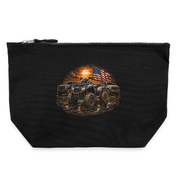 ATV Quad Fahren Quads Quadfahrer - Canvas Reißverschluss-Täschchen (22 x 23 cm) - Schwarz - Vorne