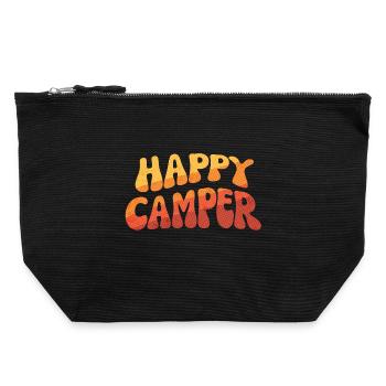 Happy Camper Gradient Text - Canvas Zip Pouch 22 x 23 cm - black - Front