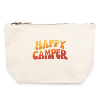 Happy Camper Retro Schrift - Canvas Reißverschluss-Täschchen (22 x 23 cm) - Naturweiß - Vorne