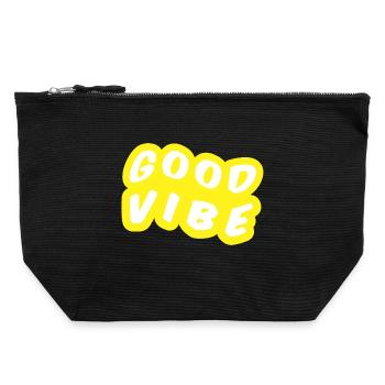 Bonne Vibe Grafique Jaune - Pochette zippée en toile 22 x 23 cm - noir - Devant