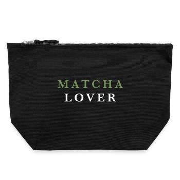 Amoureux du matcha et du thé vert - Pochette zippée en toile 22 x 23 cm - noir - Devant