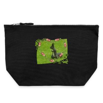 Eichhörnchen Liebe Tiere Tierfreund - Canvas Reißverschluss-Täschchen (22 x 23 cm) - Schwarz - Vorne