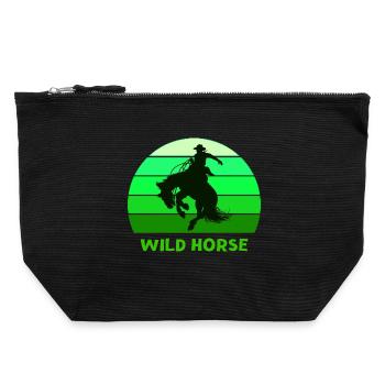 Wildpferd, Far West, Wildnis - Canvas Reißverschluss-Täschchen (22 x 23 cm) - Schwarz - Vorne