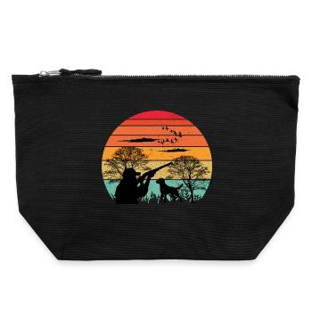 Hunt Ready - Hunting Apparel Retro Design - Canvas Reißverschluss-Täschchen (22 x 23 cm) - Schwarz - Vorne
