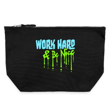 Work Hard Be Nice Motivation Positive Spirit Quote - Canvas Zip Pouch 22 x 23 cm - black - Front