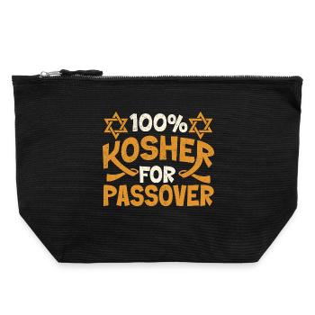 100 Prozent koscher für Pessach – lustiger jüdischer Stolz - Canvas Reißverschluss-Täschchen (22 x 23 cm) - Schwarz - Vorne