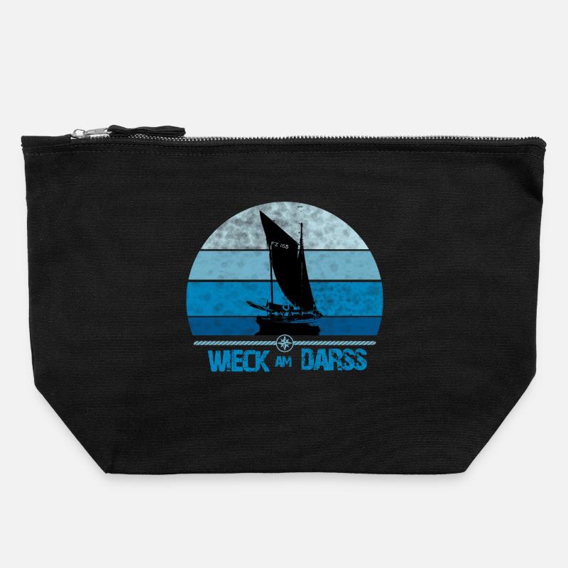 Wieck am Darss with Zeesboot - Canvas Zip Pouch 22 x 23 cm - black