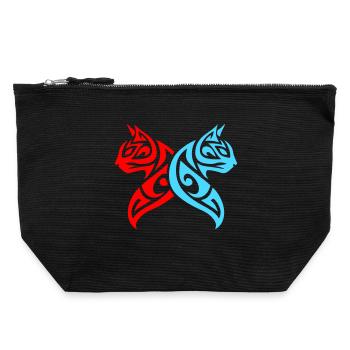 Katzen Tribal Kater Design - Canvas Reißverschluss-Täschchen (22 x 23 cm) - Schwarz - Vorne