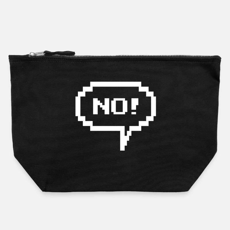 Pixel speech bubble "No!" - Canvas Zip Pouch 22 x 23 cm - black