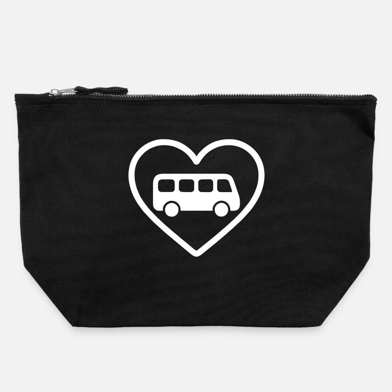 Heart Bus Driver - Canvas Zip Pouch 22 x 23 cm - black