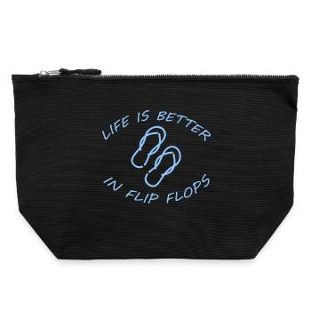 LIFE IS BETTER IN FLIP FLOPS - Canvas Zip Pouch 22 x 23 cm - black - Front