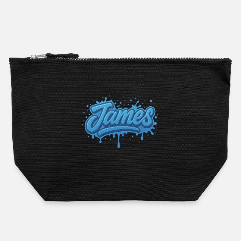 Graffiti First Name James Gift Ideal Printable - CANVAS Accessory Bag size L - black