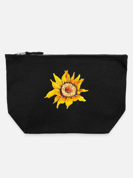 Sonnenblume Blüte - Canvas Reißverschluss-Täschchen (22 x 23 cm) - Schwarz