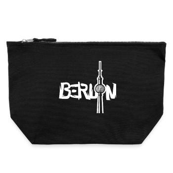 Graffiti Berlin - Berliner Fernsehturm - Canvas Reißverschluss-Täschchen (22 x 23 cm) - Schwarz - Vorne