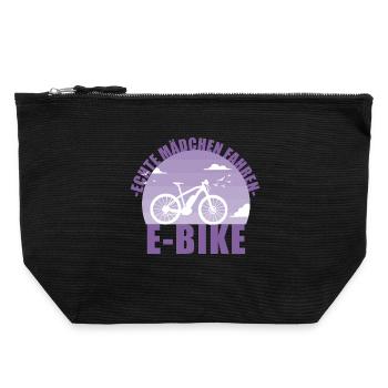 E-Bike Fahrrad E Bike Akku Geschenk - Canvas Reißverschluss-Täschchen (22 x 23 cm) - Schwarz - Vorne