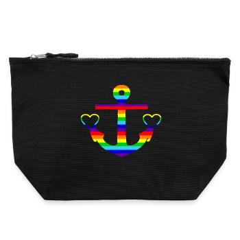 Anchor rainbow colorful - Canvas Zip Pouch 22 x 23 cm - black - Front