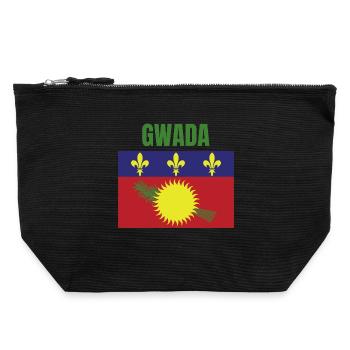 GWADA Guadeloupe flag t-shirt - Canvas Zip Pouch 22 x 23 cm - black - Front