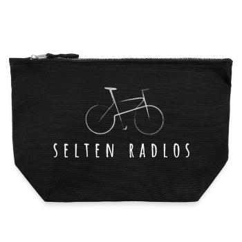 Selten Radlos - Fahrrad, Radsport, Bike - Canvas Reißverschluss-Täschchen (22 x 23 cm) - Schwarz - Vorne