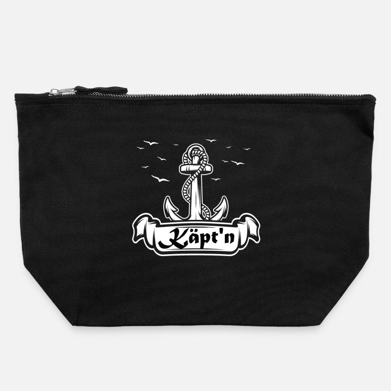 Käpt'n Anker Seefahrt Logo - Canvas Reißverschluss-Täschchen (22 x 23 cm) - Schwarz