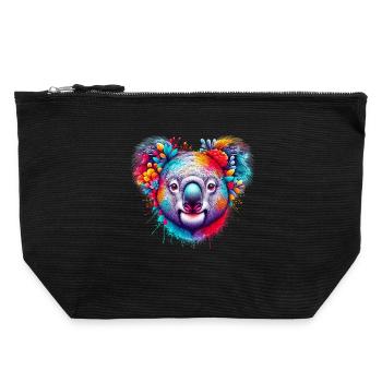 Koala - Canvas Reißverschluss-Täschchen (22 x 23 cm) - Schwarz - Vorne