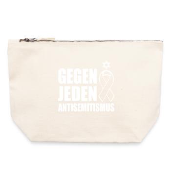 Contre tout antisémitisme - Pochette zippée en toile 22 x 23 cm - blanc naturel - Devant