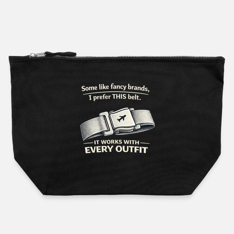 THIS Belt Spruch: Sitzgurt Flugzeug - Canvas Reißverschluss-Täschchen (22 x 23 cm) - Schwarz