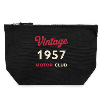 Vintage 1957 Motor Club Retro Geburtsjahr Geschenk - Canvas Reißverschluss-Täschchen (22 x 23 cm) - Schwarz - Vorne