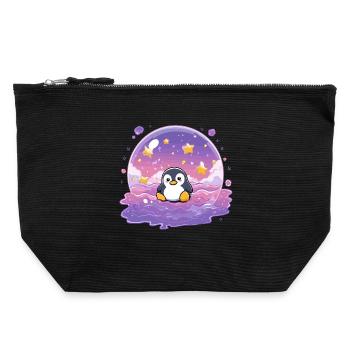 Pinguin im Sternensiegel - Canvas Reißverschluss-Täschchen (22 x 23 cm) - Schwarz - Vorne