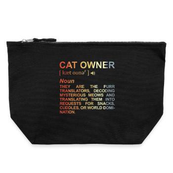 Cat Owner Meaning - Canvas Zip Pouch 22 x 23 cm - black - Front