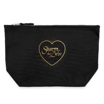 Sturm Der Liebe Schriftzug Mit Herz - Canvas Reißverschluss-Täschchen (22 x 23 cm) - Schwarz - Vorne