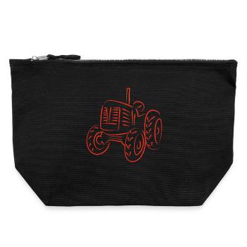 Rustic Tractor Silhouette Design - Canvas Zip Pouch 22 x 23 cm - black - Front