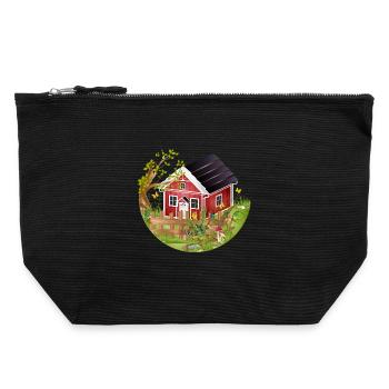 small red house with garden in spring - Canvas Zip Pouch 22 x 23 cm - black - Front