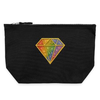 Regenbogen Diamant mit Sternenstaubdesign - Canvas Reißverschluss-Täschchen (22 x 23 cm) - Schwarz - Vorne