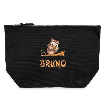 Eule Bruno - Canvas Reißverschluss-Täschchen (22 x 23 cm) - Schwarz - Vorne