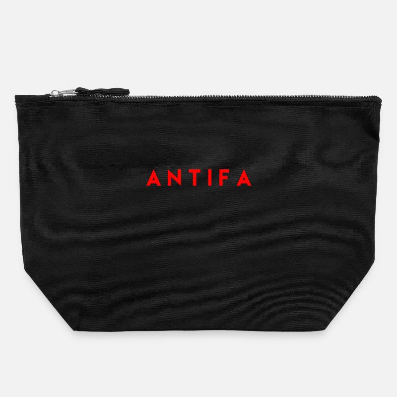 Antifa - Pochette zippée en toile 22 x 23 cm - noir