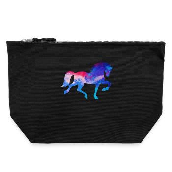Pferdenarr Hengst Galopp Islandpferde Pferde - Canvas Reißverschluss-Täschchen (22 x 23 cm) - Schwarz - Vorne